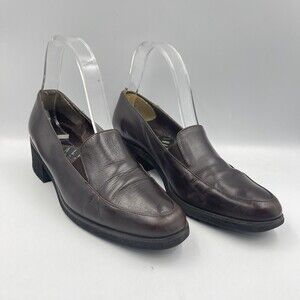 Amalfi Italy Womens Leather Shoes Brown Size 8 B Career Loafers